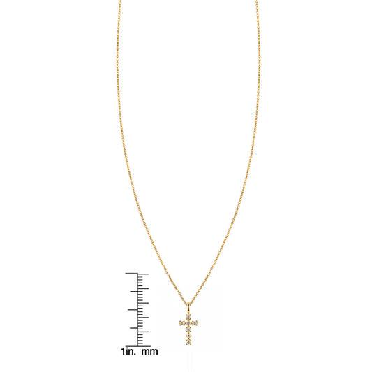 Blossom Cross Necklace with White Diamonds