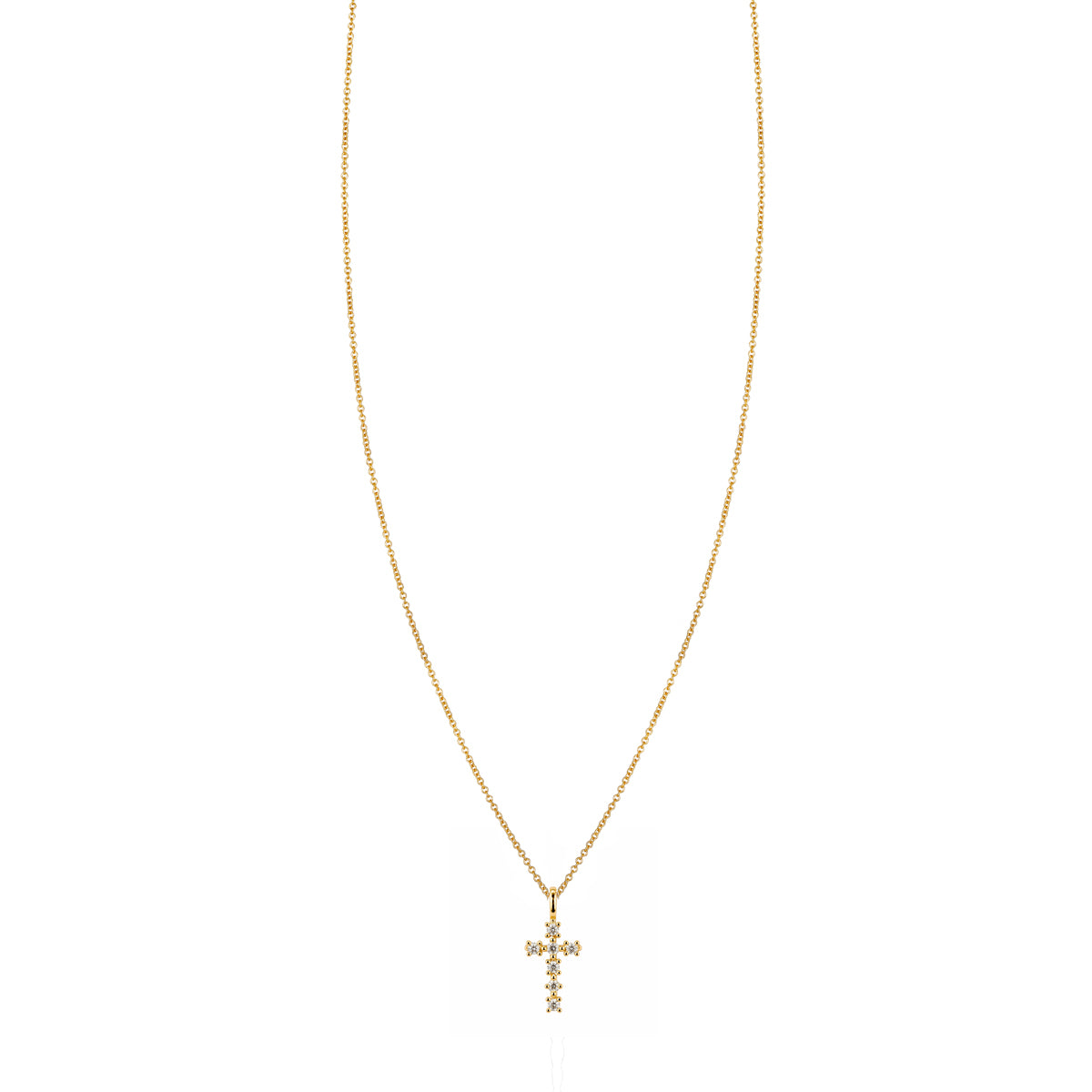 Blossom Cross Necklace with White Diamonds