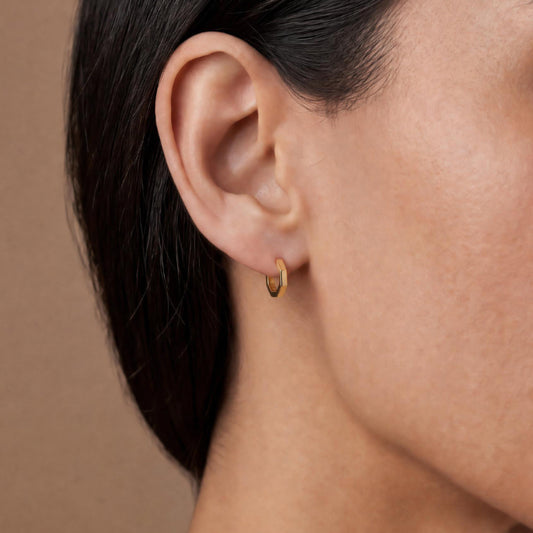 14k Gold Hexagon Hoop Earrings
