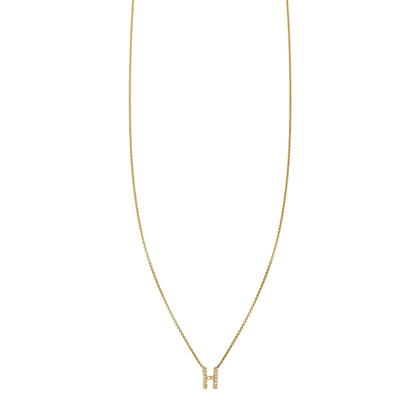 Pave Diamond Letter H Initial Necklace