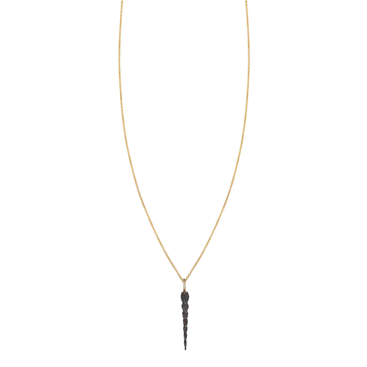 Black diamond gold unicorn horn necklace - mystical pendant jewelry