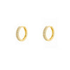 14k Gold Double Pave Diamond Huggie Earrings