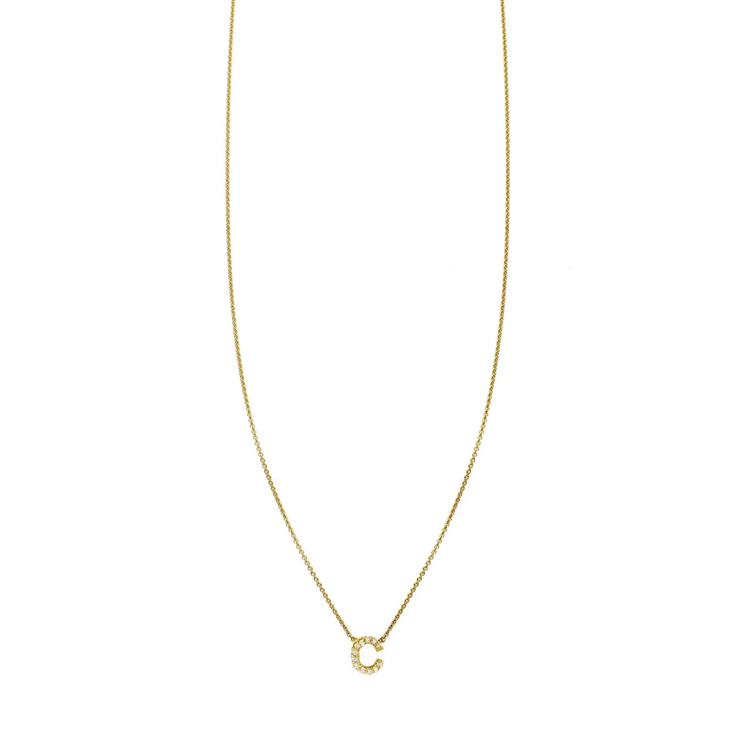 Pave Diamond Letter C Initial Necklace