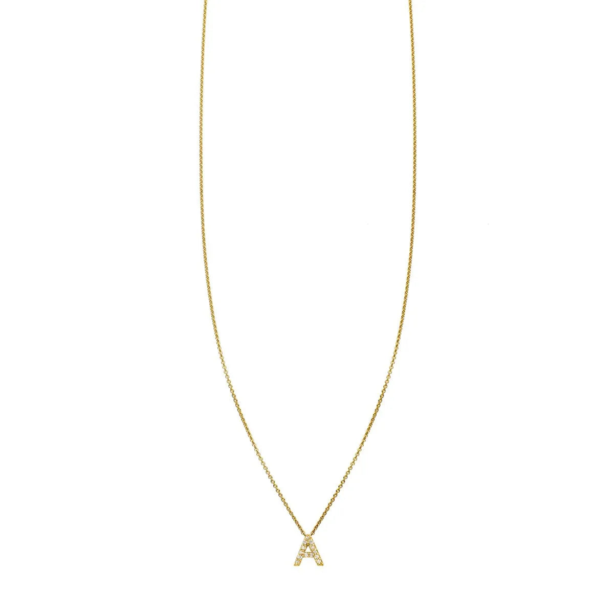 Pave Diamond Letter A Initial Necklace