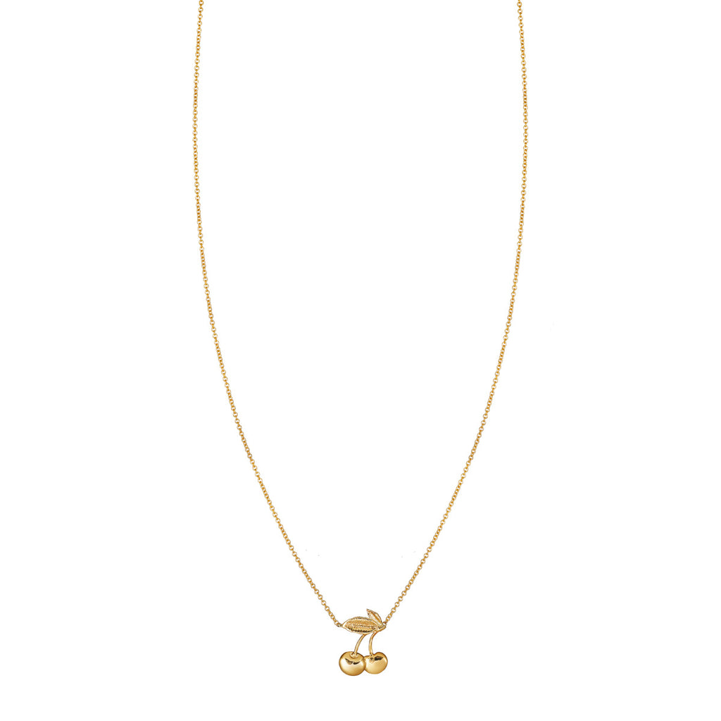 14k gold cherry necklace (PRN373-CH), fruit-themed jewelry.