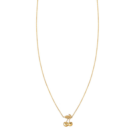 Gold Cherry Charm Necklace