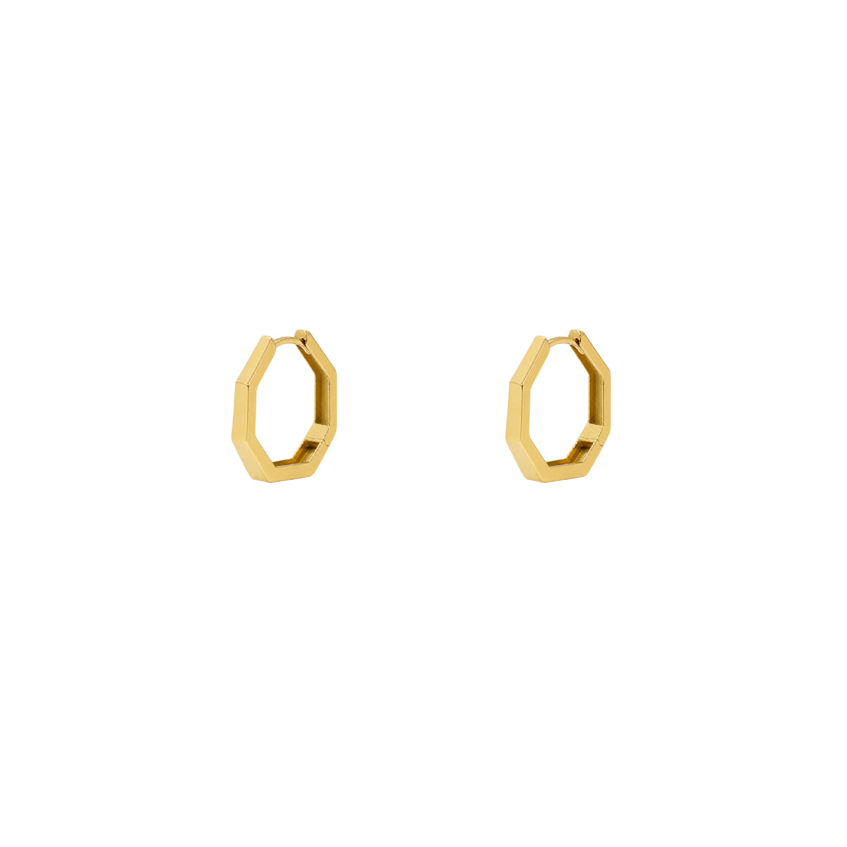 14k Gold Hexagon Hoop Earrings