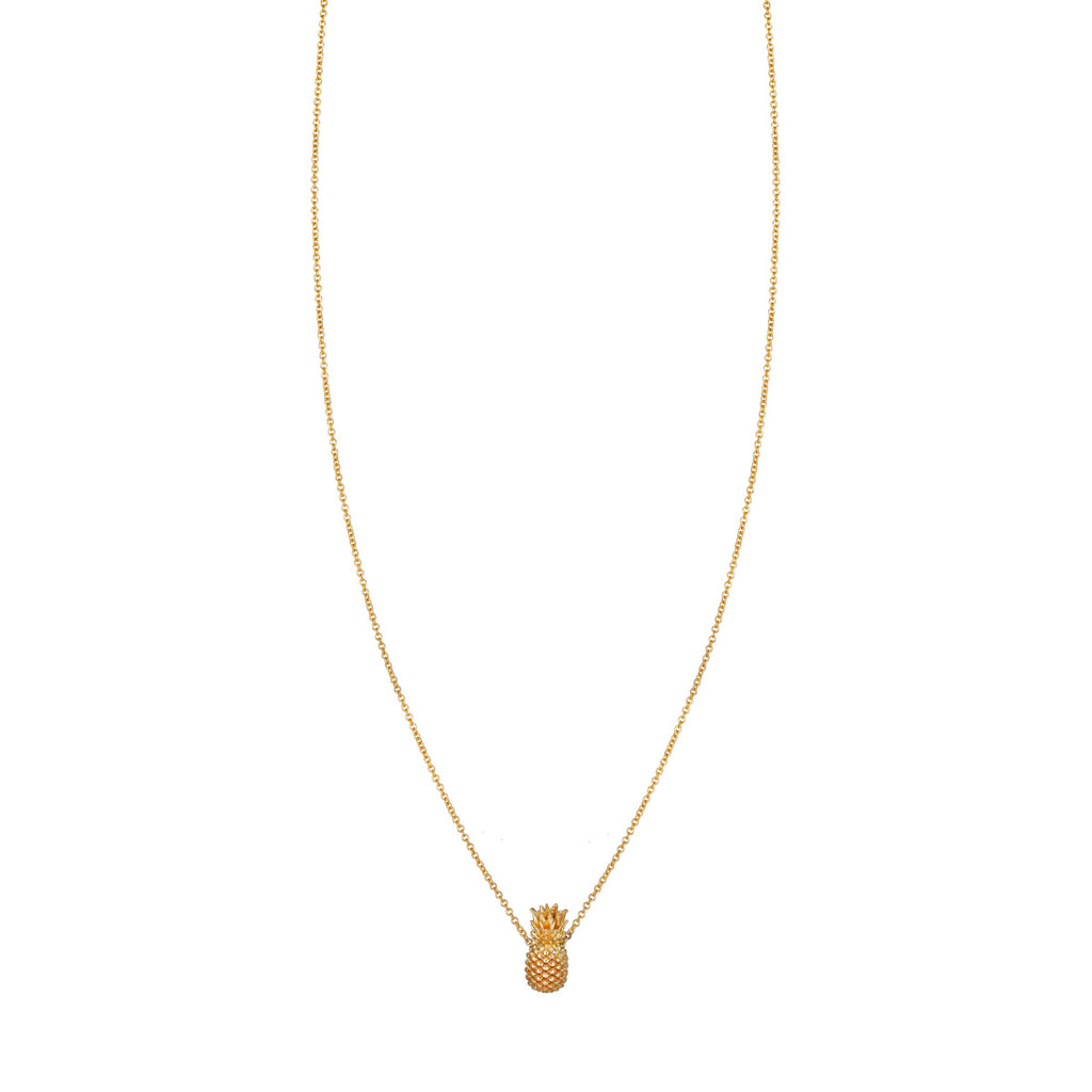 14k gold pineapple necklace (PRN373-PI), tropical-themed jewelry.