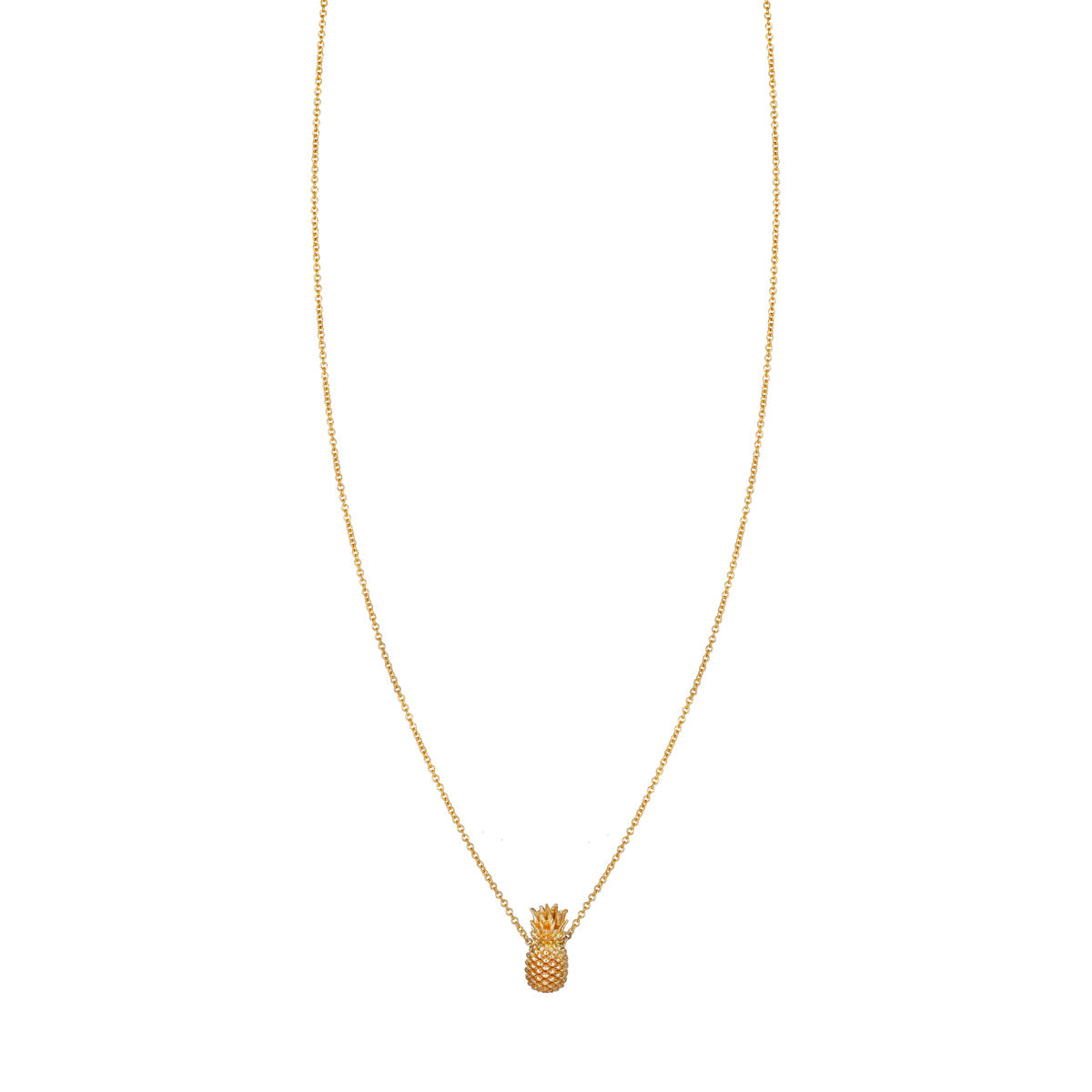 14k gold pineapple necklace (PRN373-PI), tropical-themed jewelry.