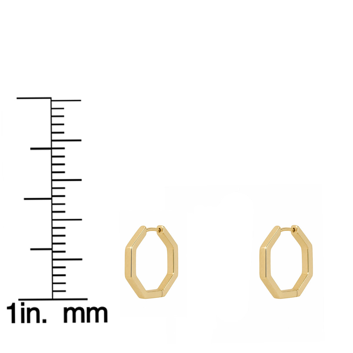 14k Gold Hexagon Hoop Earrings