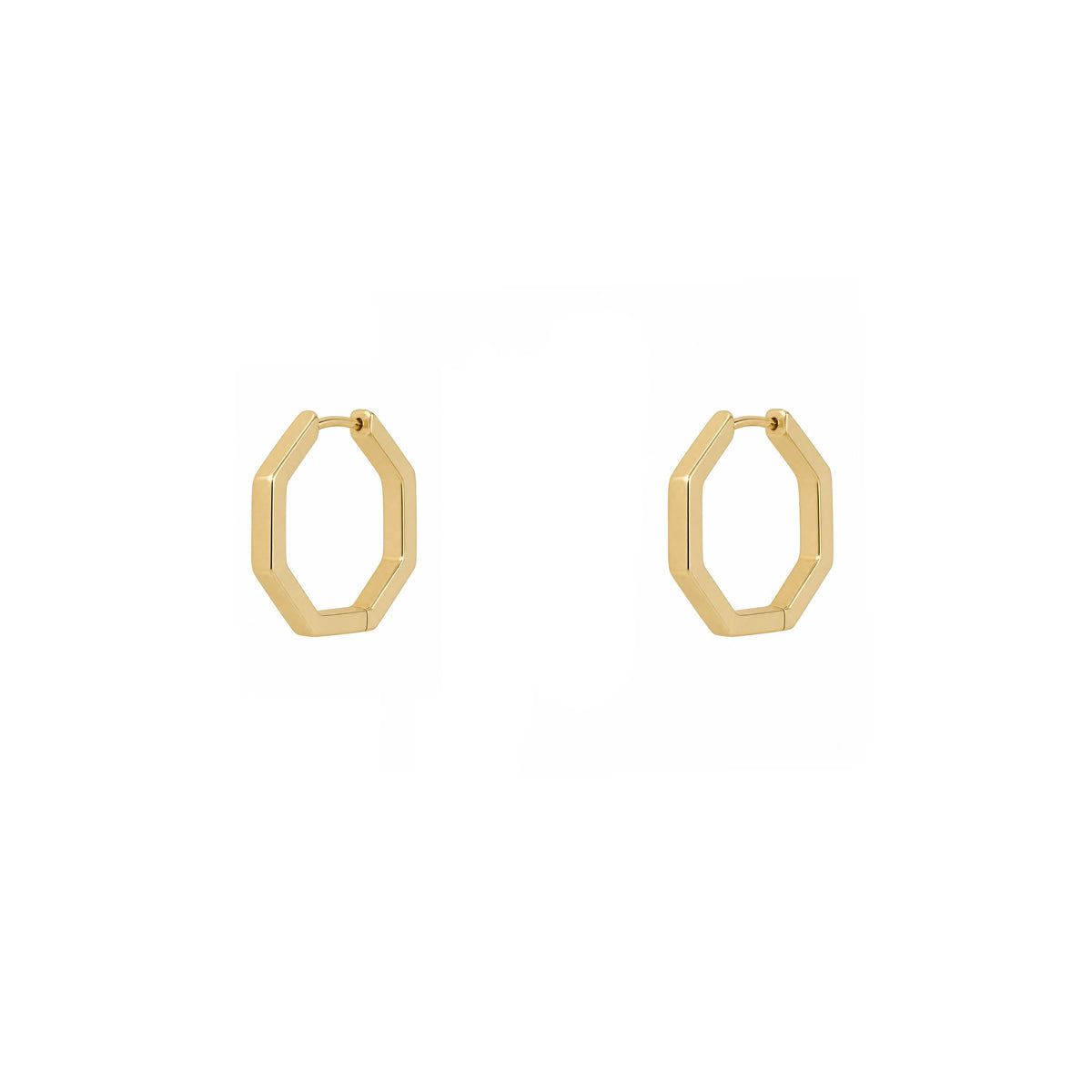 14k Gold Hexagon Hoop Earrings
