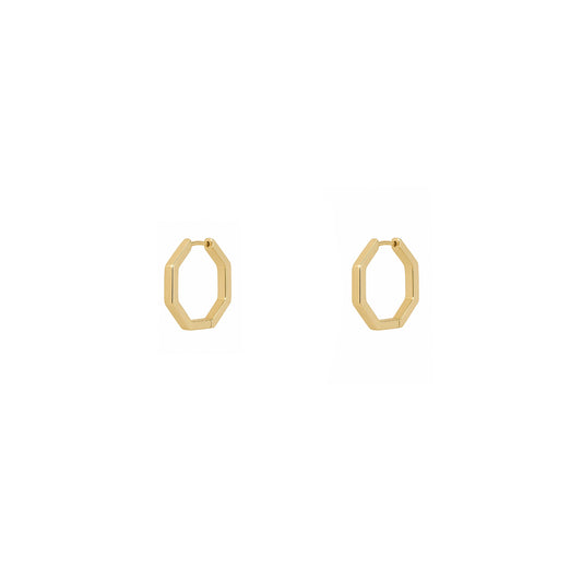14k Gold Hexagon Hoop Earrings