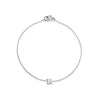Sterling silver chain bracelet with a single initial 'R' charm.