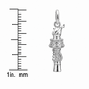 Silver hourglass-shaped charm with measurement scale on a white background