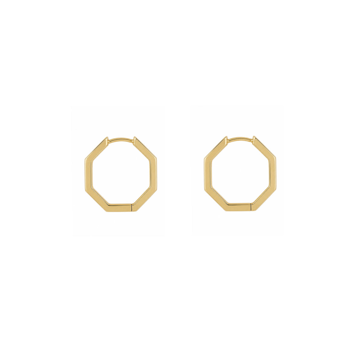 14k Gold Hexagon Hoop Earrings