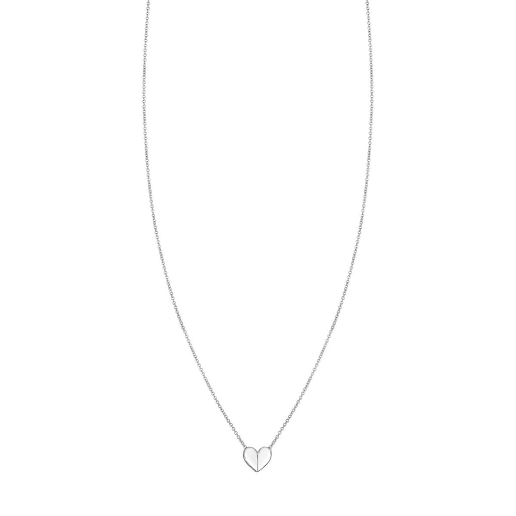 Sterling Silver Small Folded Heart Necklace