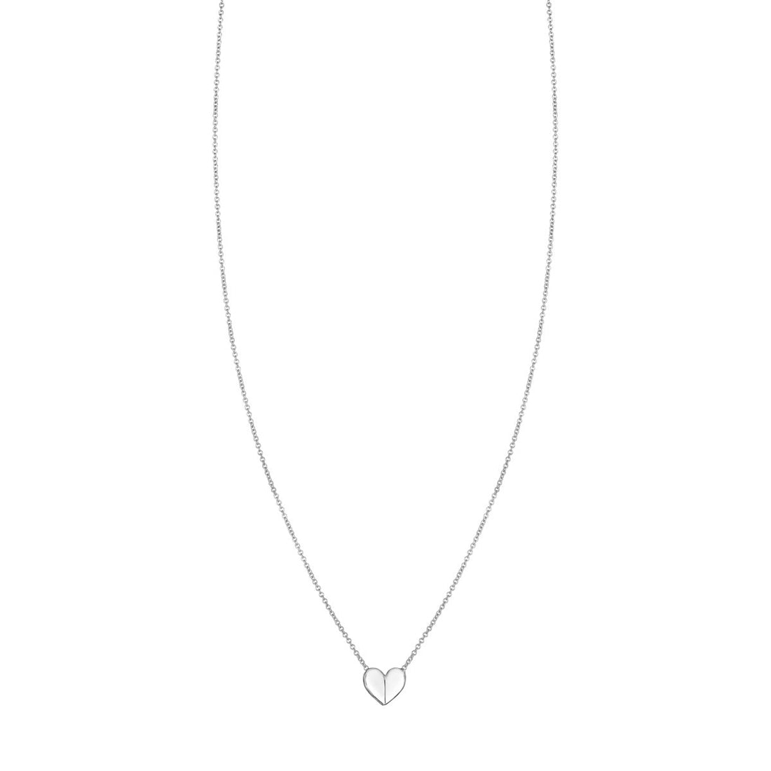 Sterling Silver Small Folded Heart Necklace