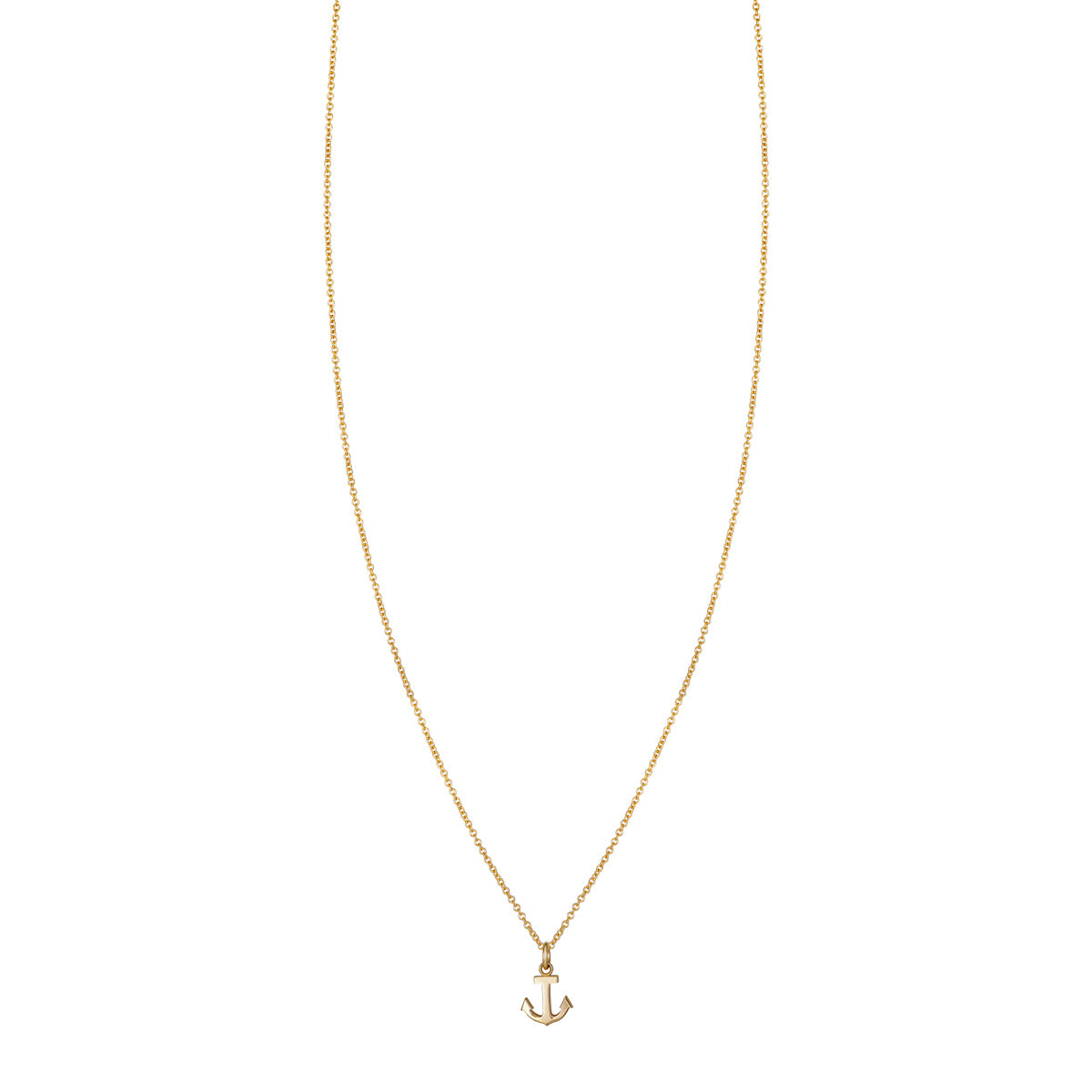 14k gold tiny anchor charm necklace on a delicate chain, nautical minimalist jewelry in yellow, rose, or white gold
