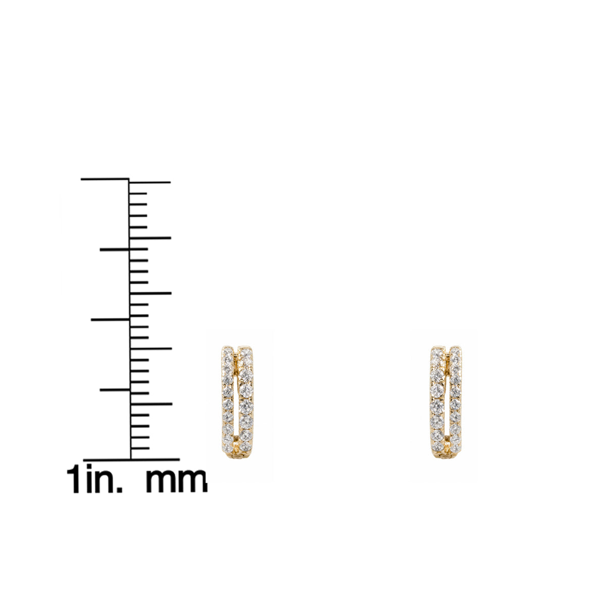 14k Gold Double Pave Diamond Huggie Earrings