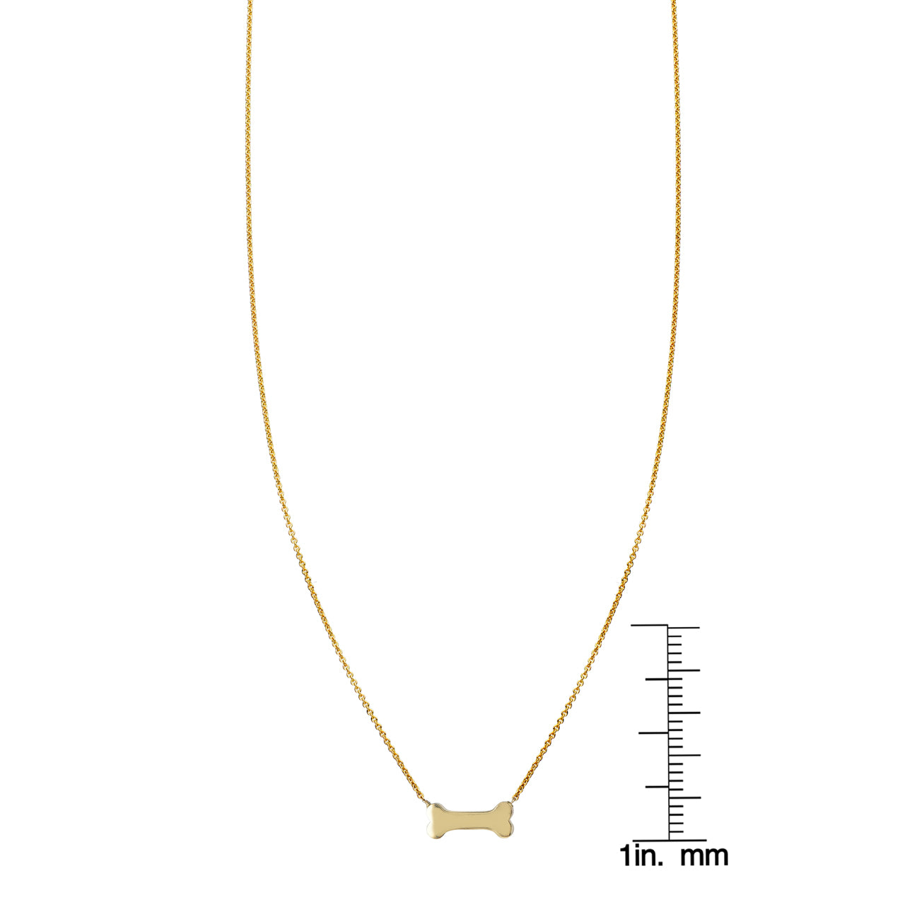 14k gold dog bone necklace PRN052_1