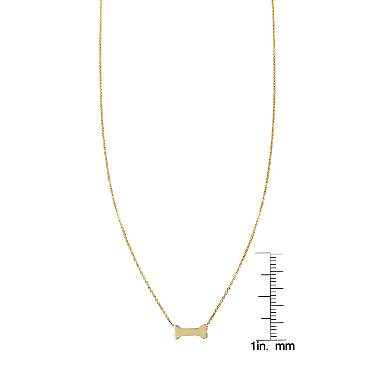 14k gold dog bone necklace with ruler - delicate and whimsical pet jewelry