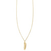 14k medium feather tiny charm light necklace PRN 383 14KY