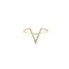 14k pave outline v dainty ring PRR 082 WD 14KY