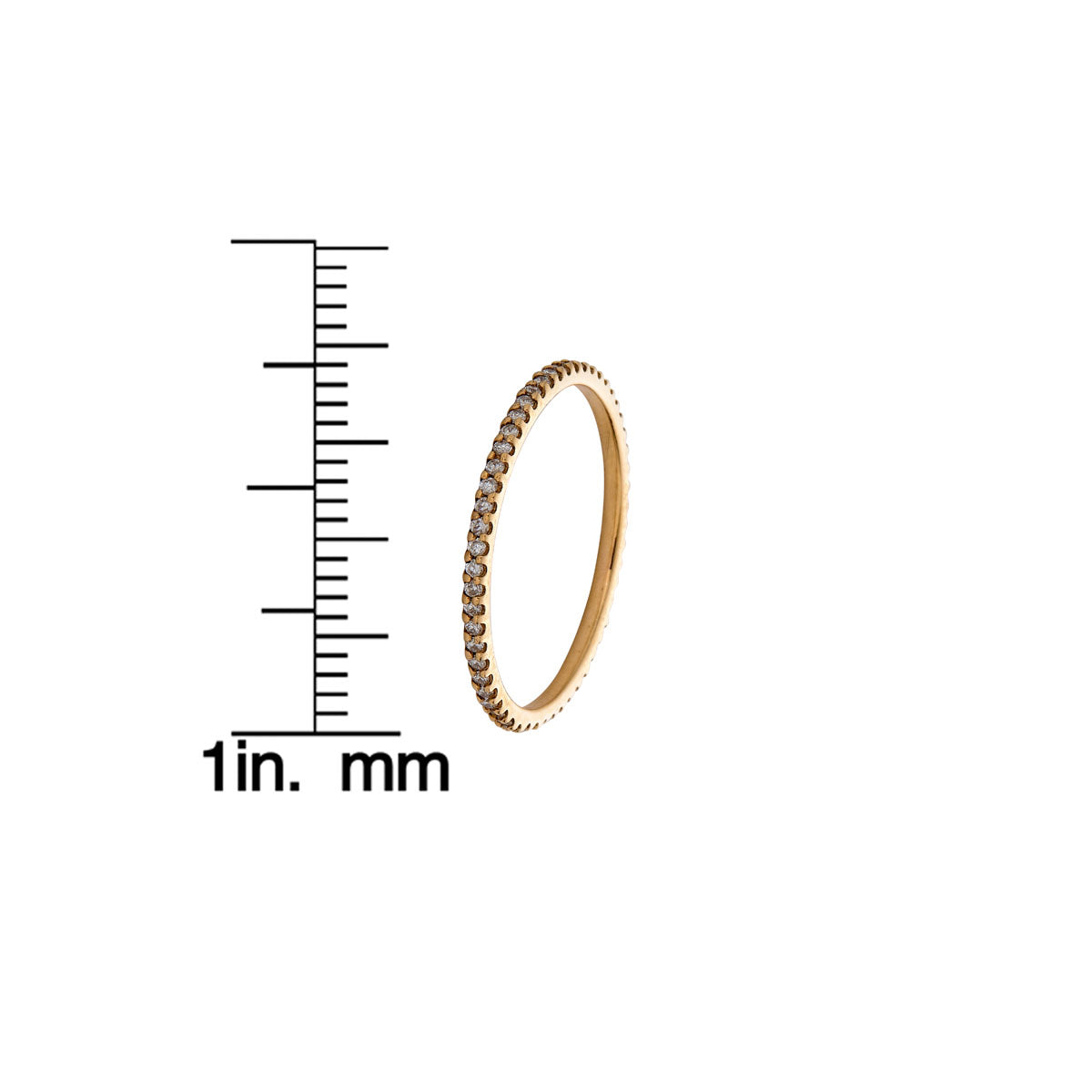18k diamond gold eternity band side view measurement