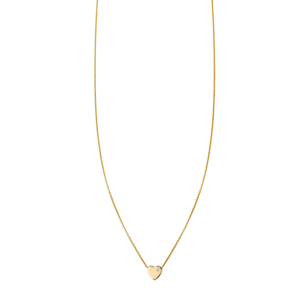 1pt diamond flat heart gold necklace PRN185