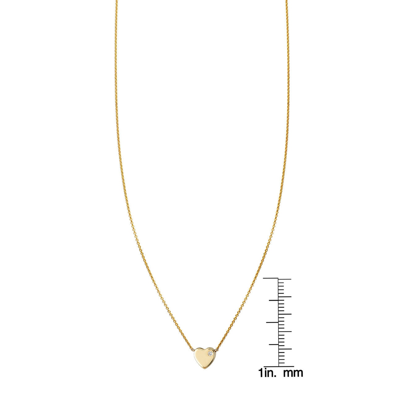 1pt diamond flat heart gold necklace PRN185_1