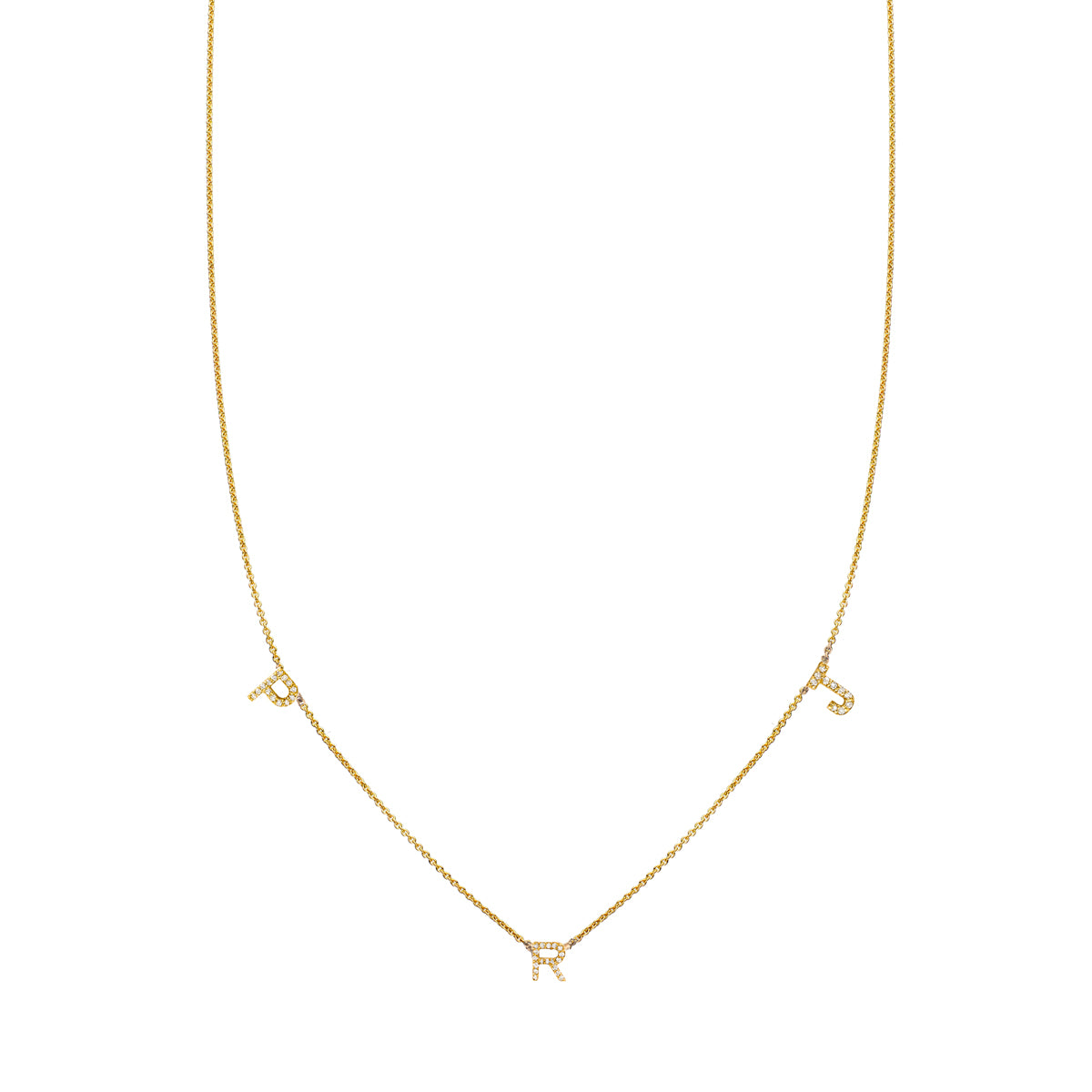 Personalized 3-letter gold diamond initial necklace - sparkling custom monogram pendant