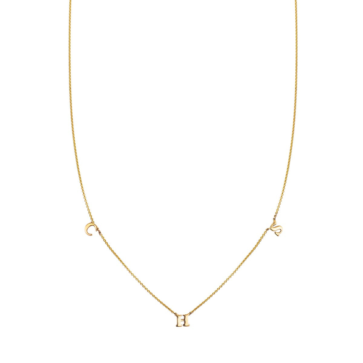 3 letter gold initial necklace PRN 464 14KY