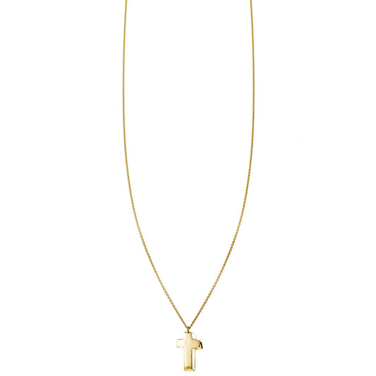 3d gold tiny baby cross charm necklace PRN 211 14KY