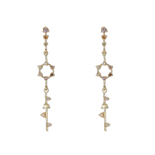 multicolor sapphire star pendulum earrings