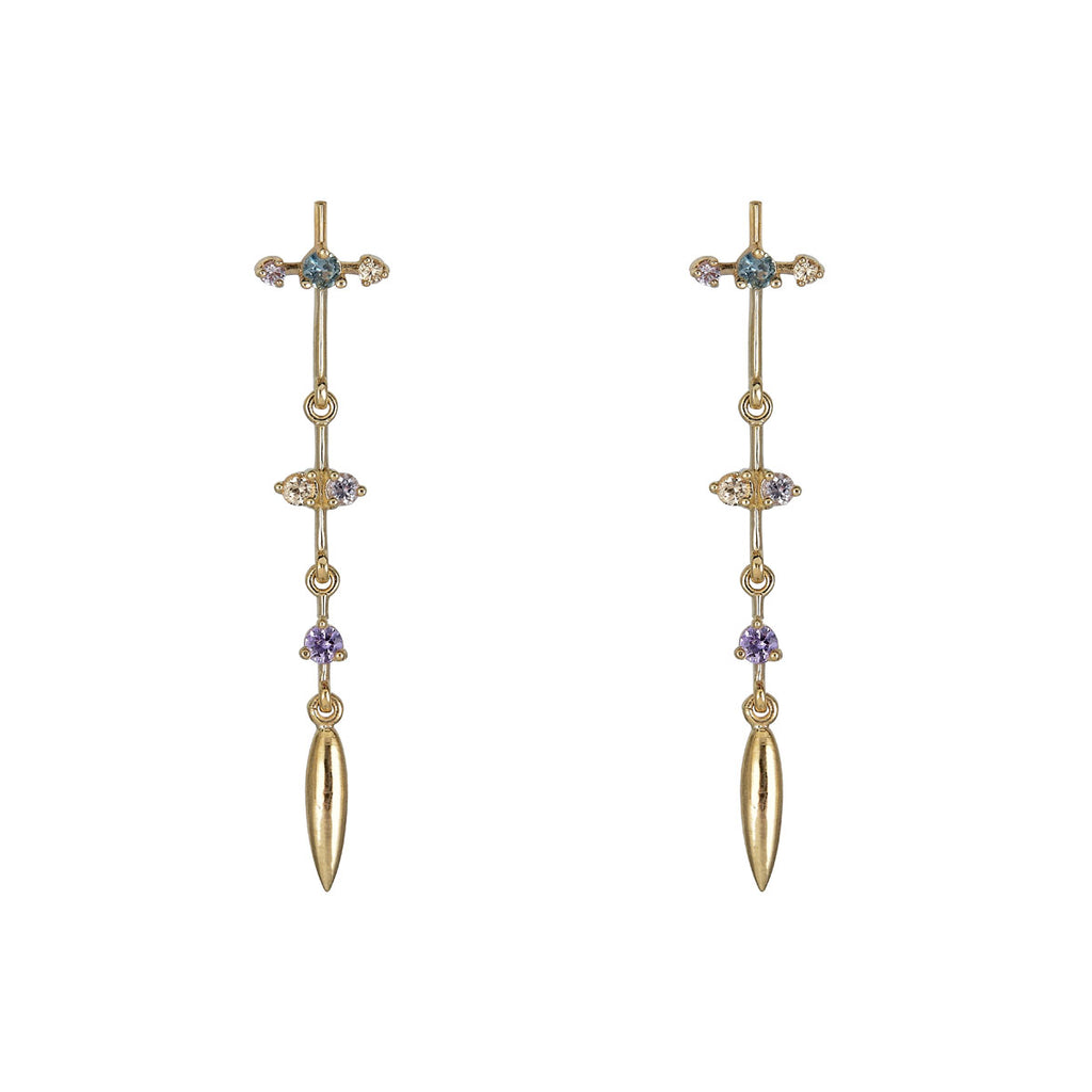 multicolor sapphire pendulum earrings
