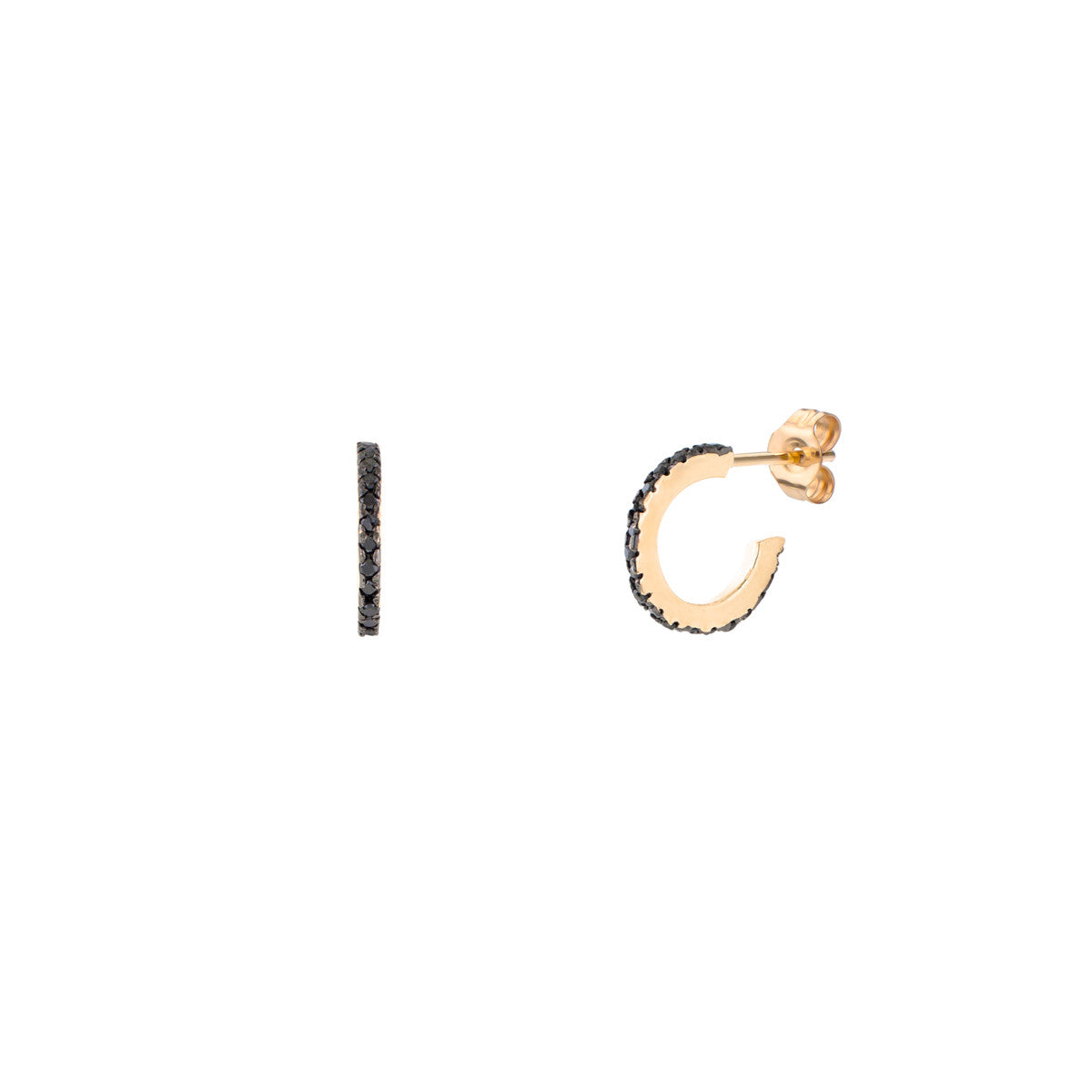 Small Pave Black Diamond Hoop Earrings   Phoenix Roze