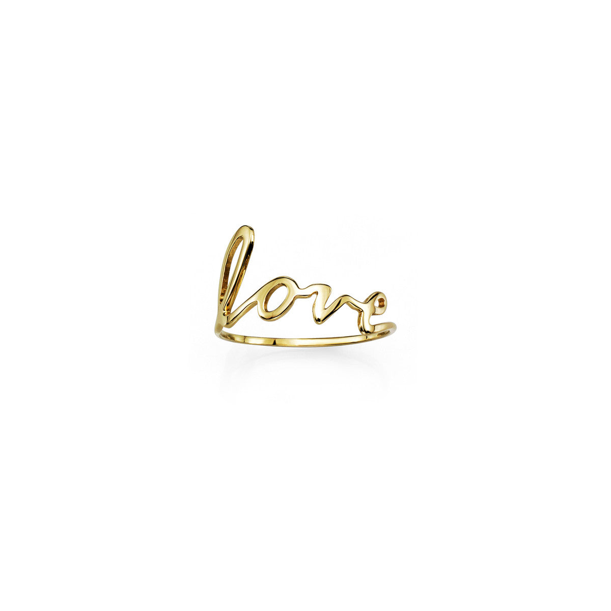 Gold cursive love word ring for women