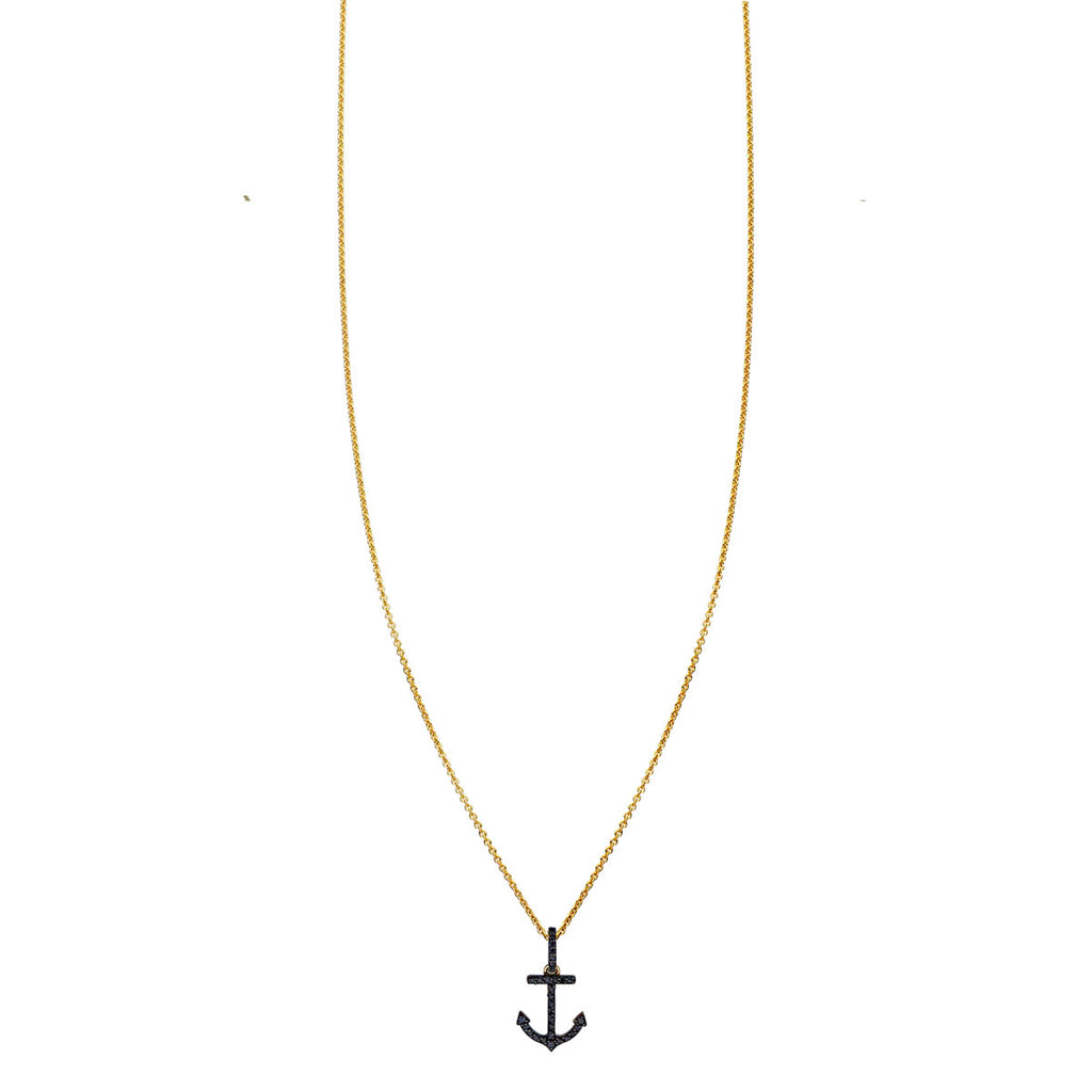 black diamond anchor necklace PRN 522 BD