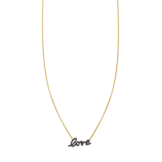 black diamond cursive love necklace prn 399 bd 14k