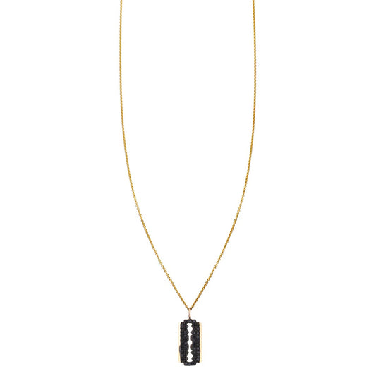 black diamond double edge razor blade necklace prn 404 bd