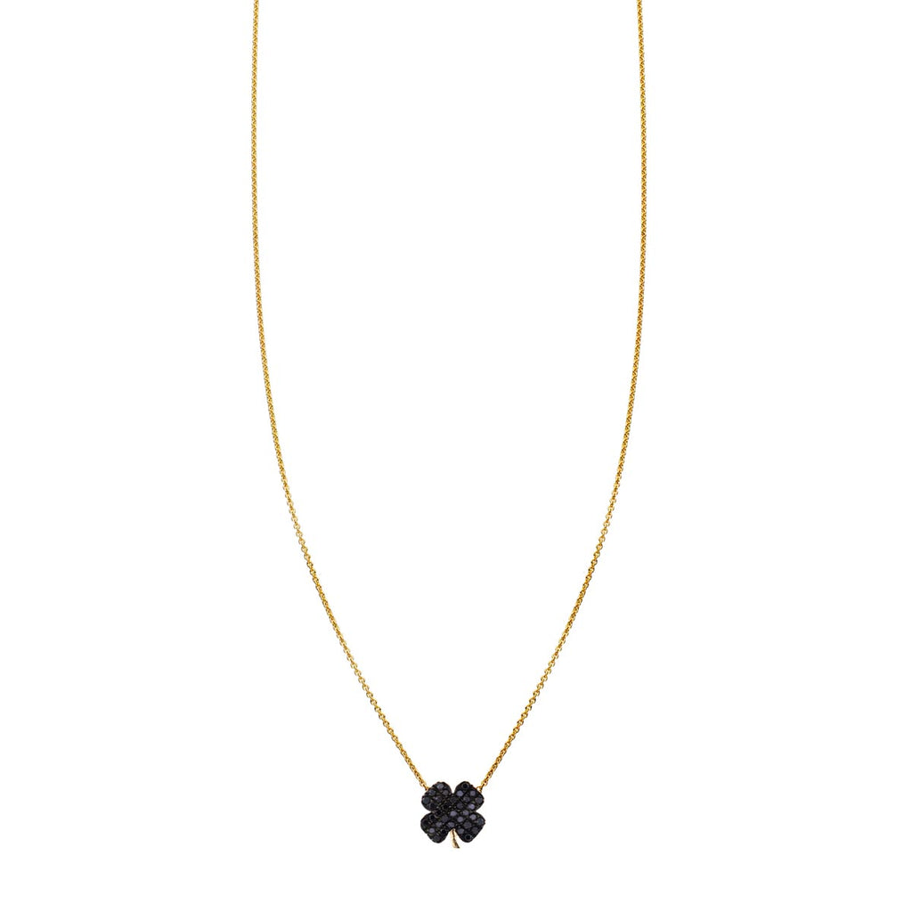 black diamond four leaf clover necklace PRN 406 BD