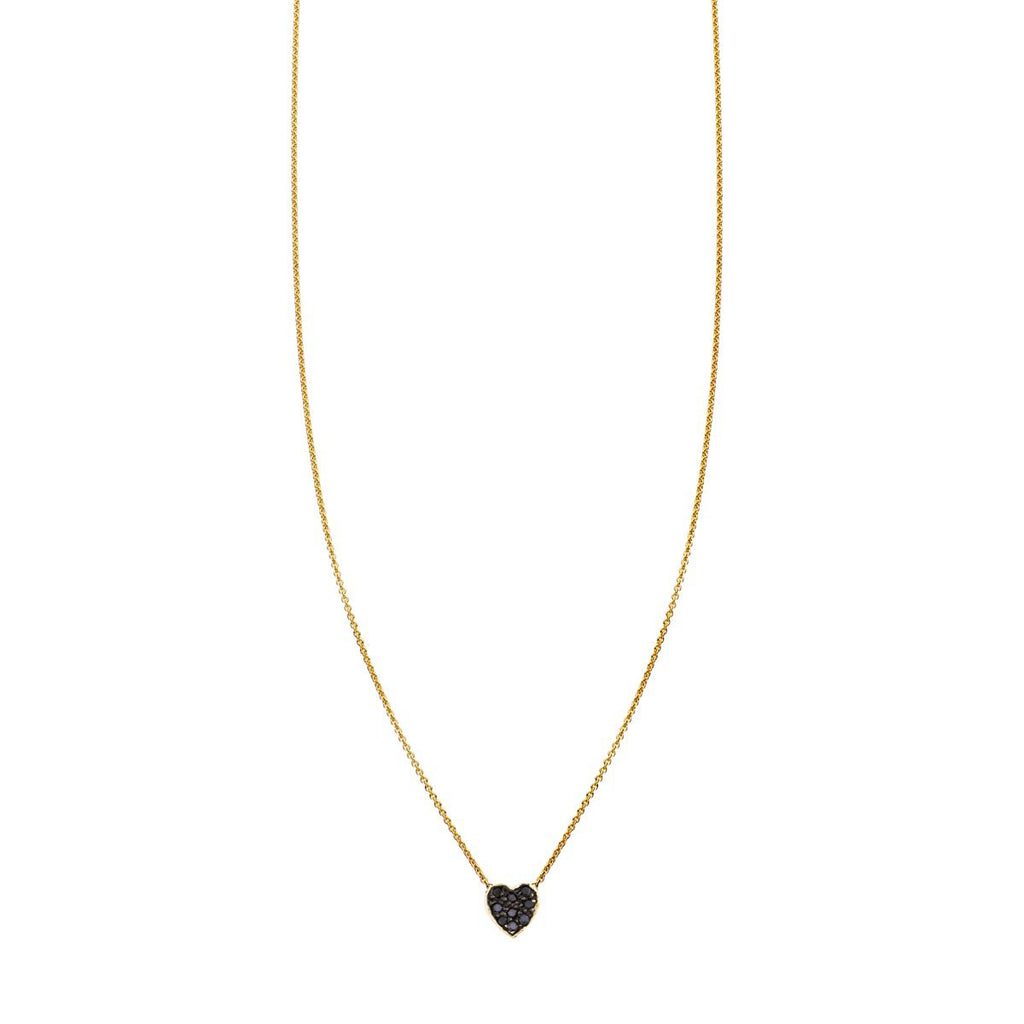 black diamond gold heart necklace prn 487 bd