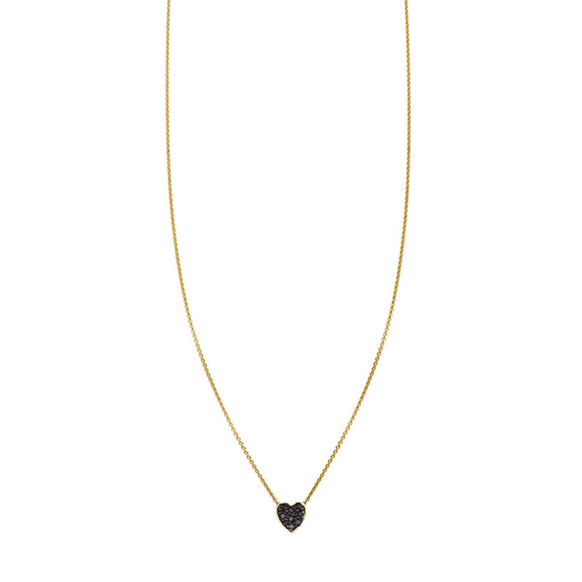 black diamond gold heart necklace prn 487 bd