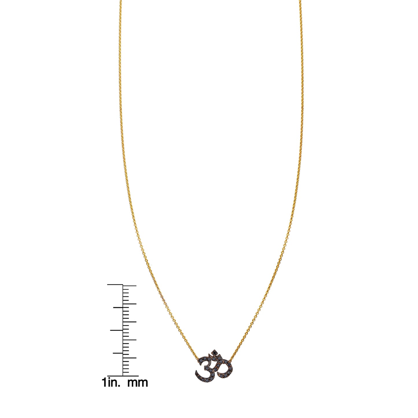 black diamond gold ohm necklace with ruler