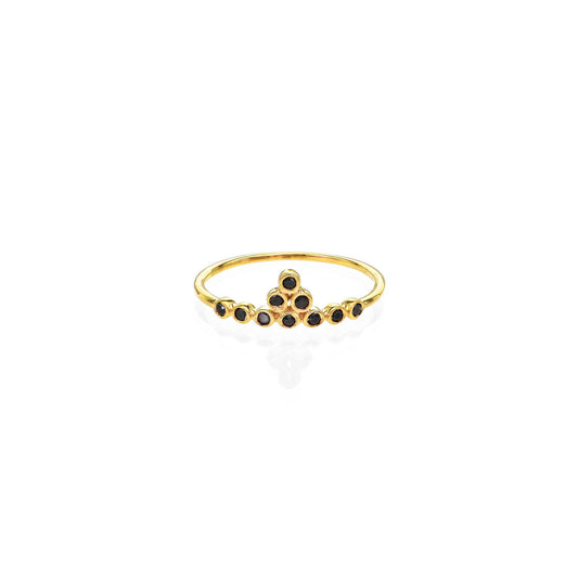 black diamond gold tiara ring PRR073 BD