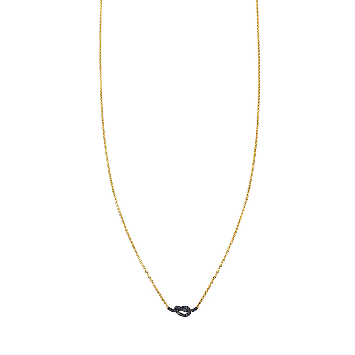 black diamond tiny love knot necklace PRN 053 WD