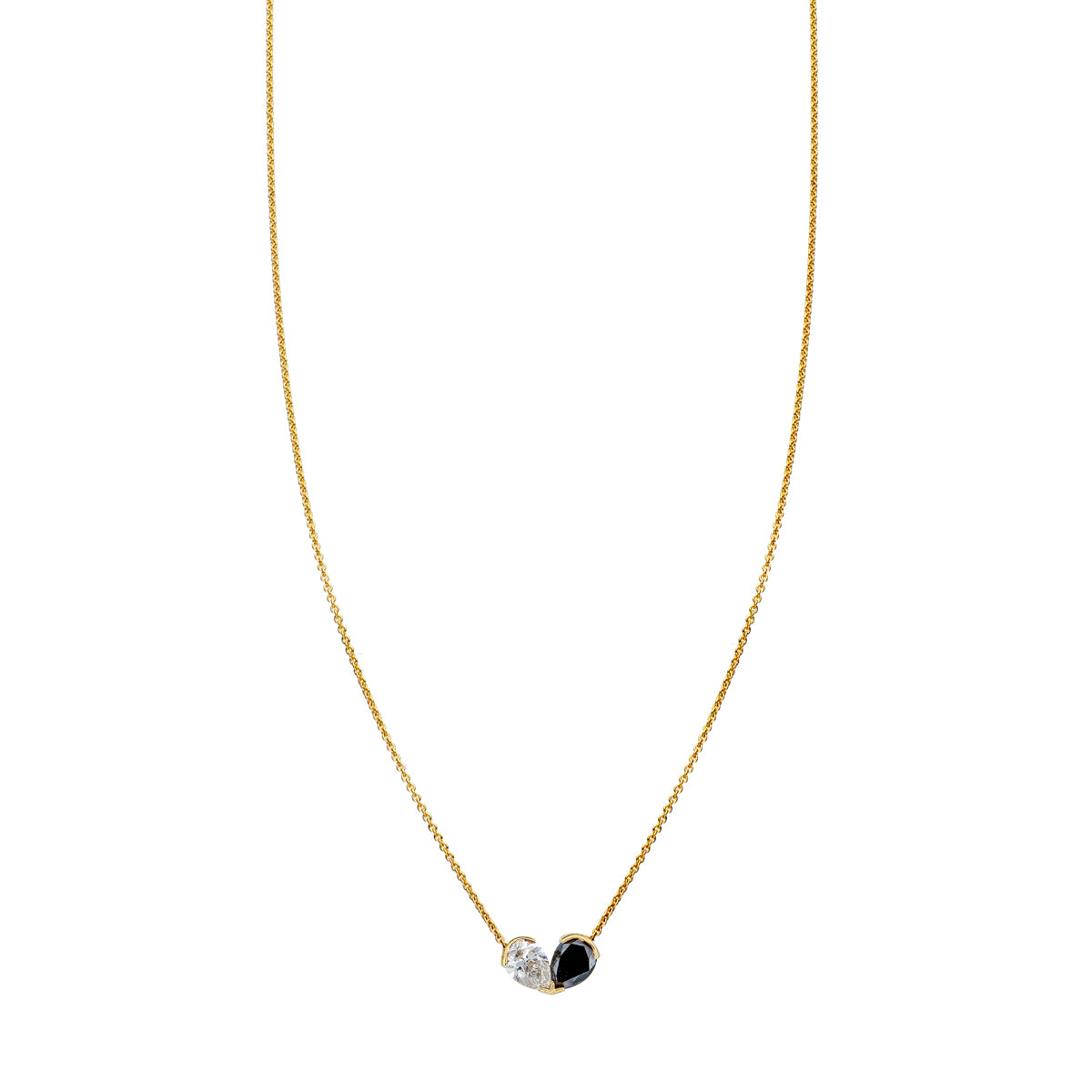 black white diamond teardrop heart necklace
