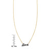 Cursive Love necklace scale measurement size guide next to ruler for necklace length