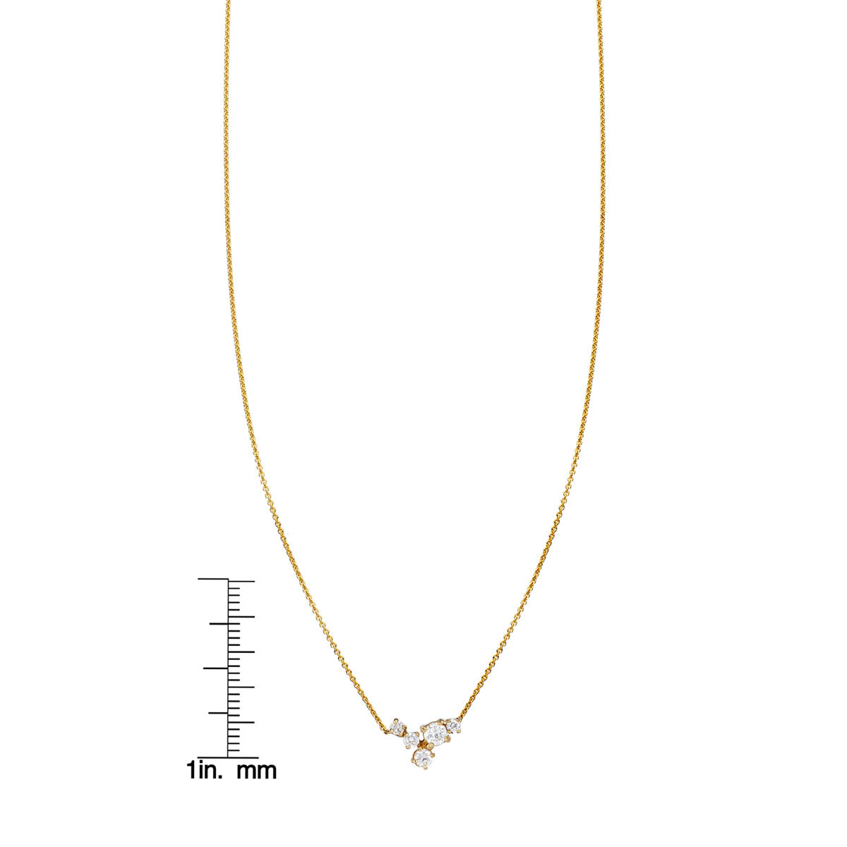 diamond bubblecluster necklace scale measurement