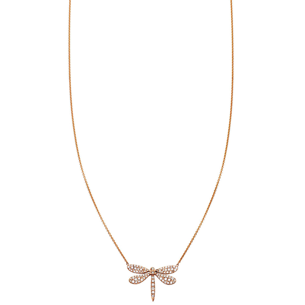 diamond gold dragonfly necklace
